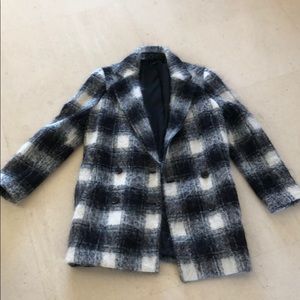Theory plaid wool coat size small